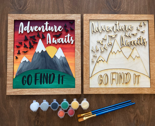 DIY Painting Kit, Adventure Awaits Painting DIY, Paint at Home Kit, Gift for Her, Crafts for Adults, Craft for Teens, Gift for Him, Camping